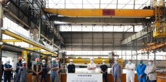 Fincantieri: steel cutting of the forward section for chantiers De L’Atlantique