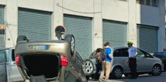 Incidente in via San Marco, auto cappottata: un ferito incidente auto cappottata
