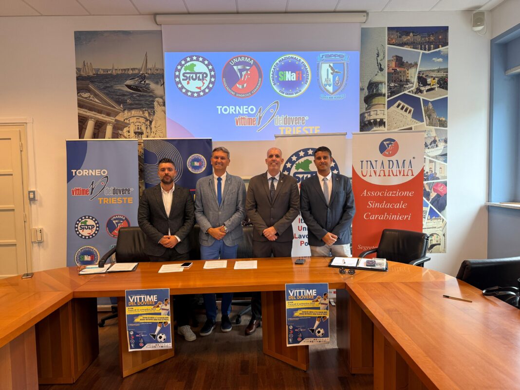 torneo vittime del dovere, trieste, forze dell’ordine, solidarietà, sport e memoria, centro sportivo zarja, conferenza stampa