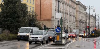 tamponamento sulle Rive, incidente stradale Trieste, traffico rallentato, centro cittadino, polizia locale, Rive di Trieste, viabilità urbana