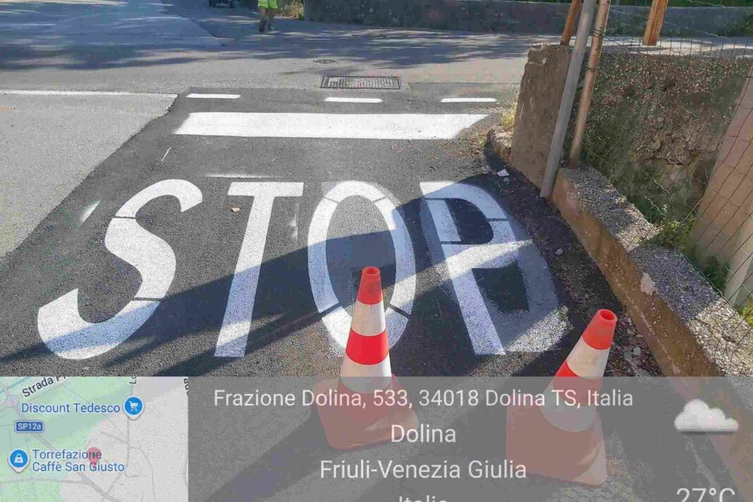Dolina, San Dorligo della Valle, segnaletica stradale, STOP, STPO, lavori pubblici, viabilità locale