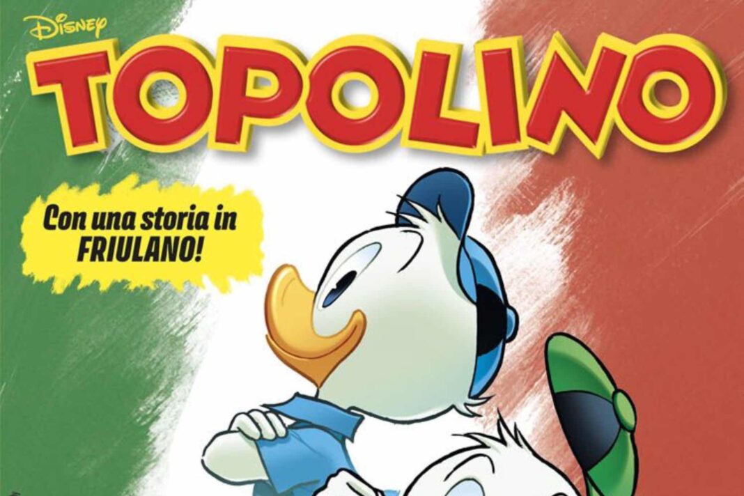 Dettaglio della copertina del numero 3686 di Topolino in friulano