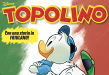 Dettaglio della copertina del numero 3686 di Topolino in friulano