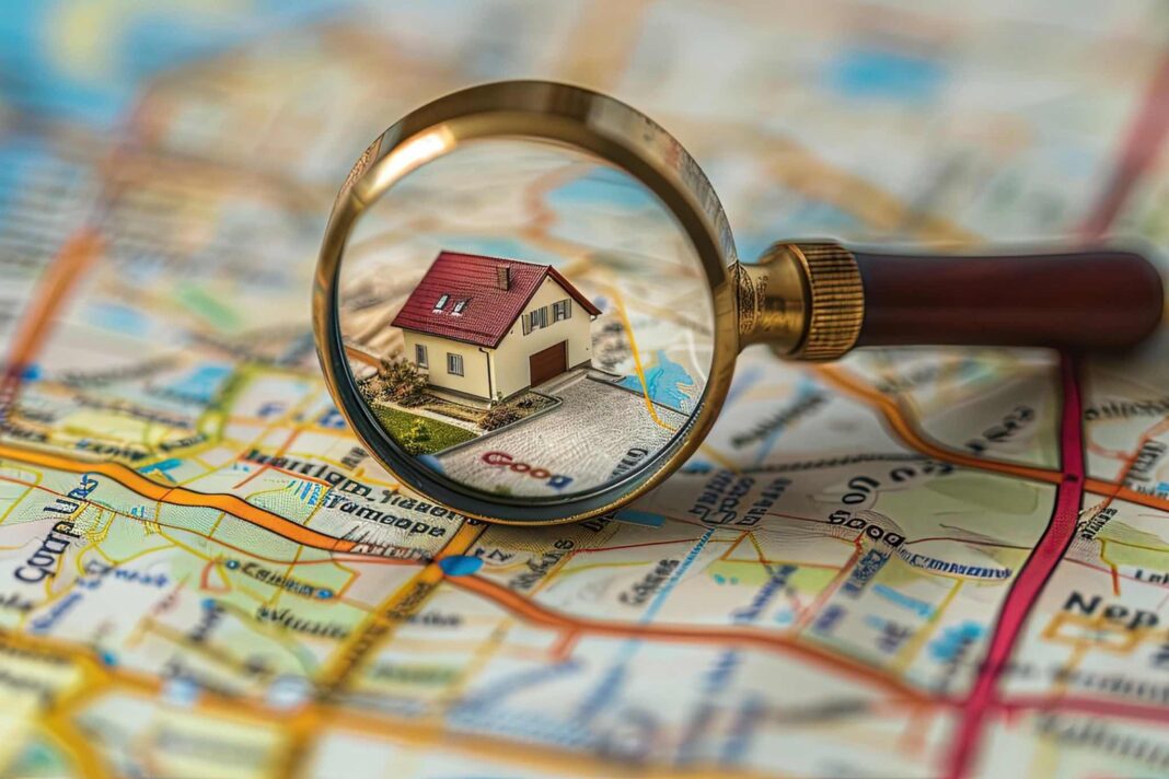 Casa in miniatura dietro una lente d'ingrandimento